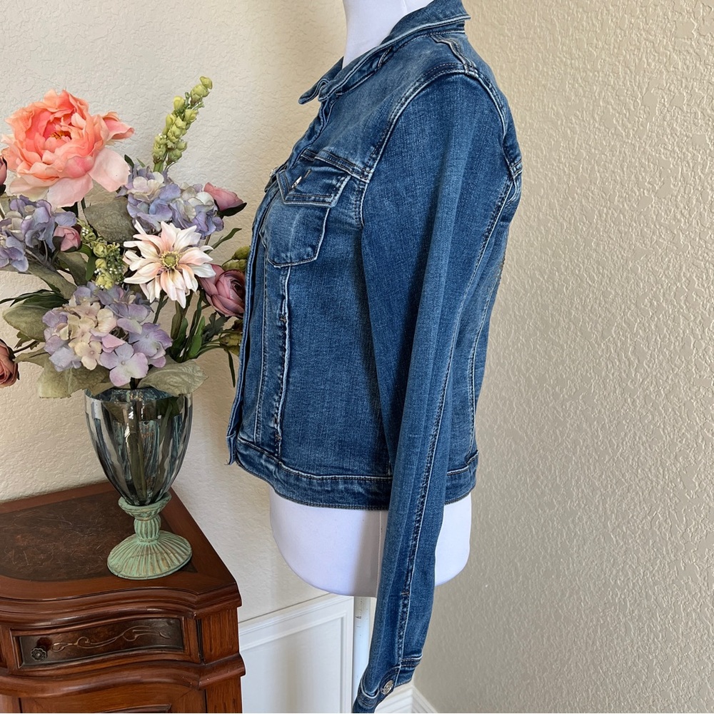bebe Cropped Bling Denim Jacket - Picture 4 of 16